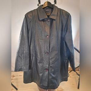 Black real leather jacket - plonge, size M